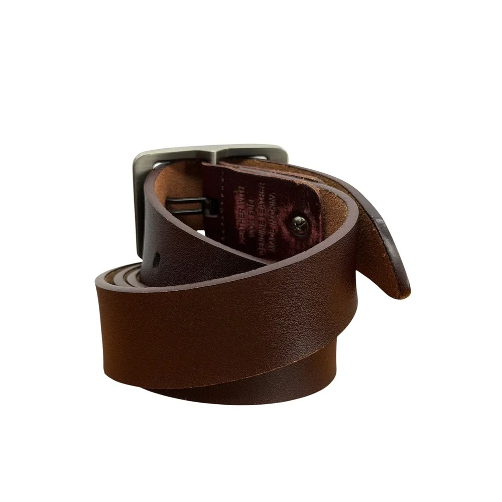 Oveynersin Wide Buckle Belt Mens SZ 43 Brown Leather Casual Classic Full Grain